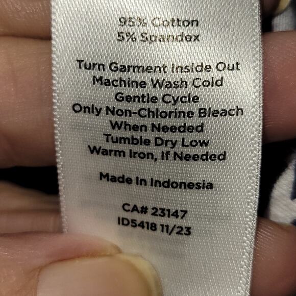 Talbots Navy White Print Scalloped‎ Neck M/P - Picture 3 of 10